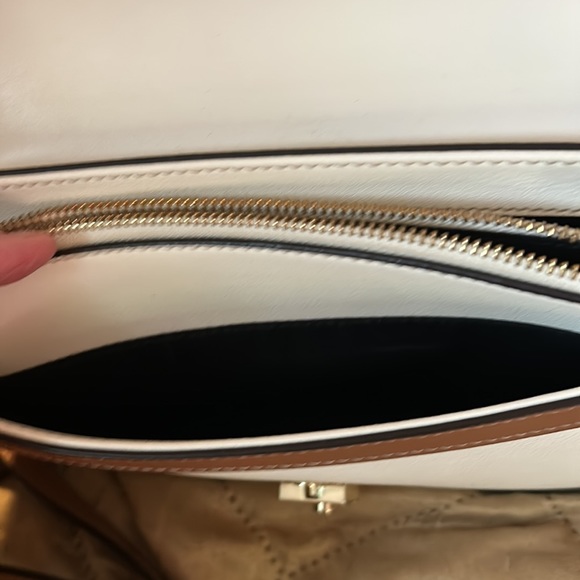 Calvin Klein smooth/slightly pebbled tan and White Crossbody Bag - Picture 5 of 7